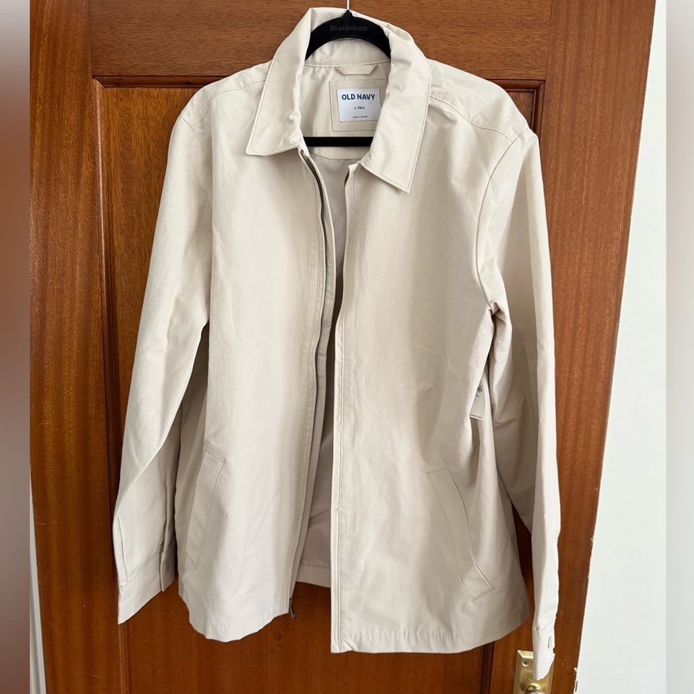 Old Navy Cream Lightweight Bomber Shirt Jacket